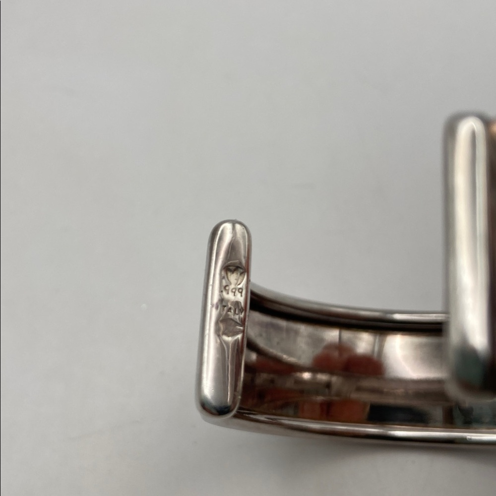 Vintage Italian .999 Fine Silver Wide High Polished Cuff Bracelet Average - Picture 6 of 8
